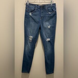 Mudd FLX Stretch High-Rise Leggings Distressed Blue Jeans Women's Size 9 EUC